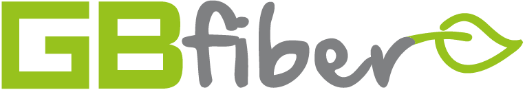 Logo-ul GBfiber constă din litere majuscule verzi G și B, fibra reprezintă o fibră din producția noastră de pulpă și este atașată fără spații cu o ortografie mică și o culoare gri. La sfârșitul fibrei, micul r. GBfiber Logo